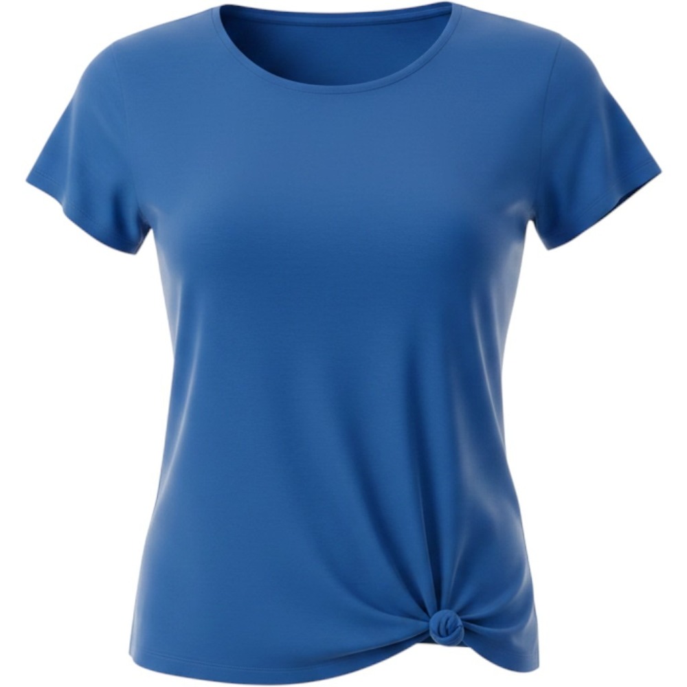 Good Girl Royal Blue Side Knot Twist Hem Short Sleeve T-Shirt Crew Neck Top